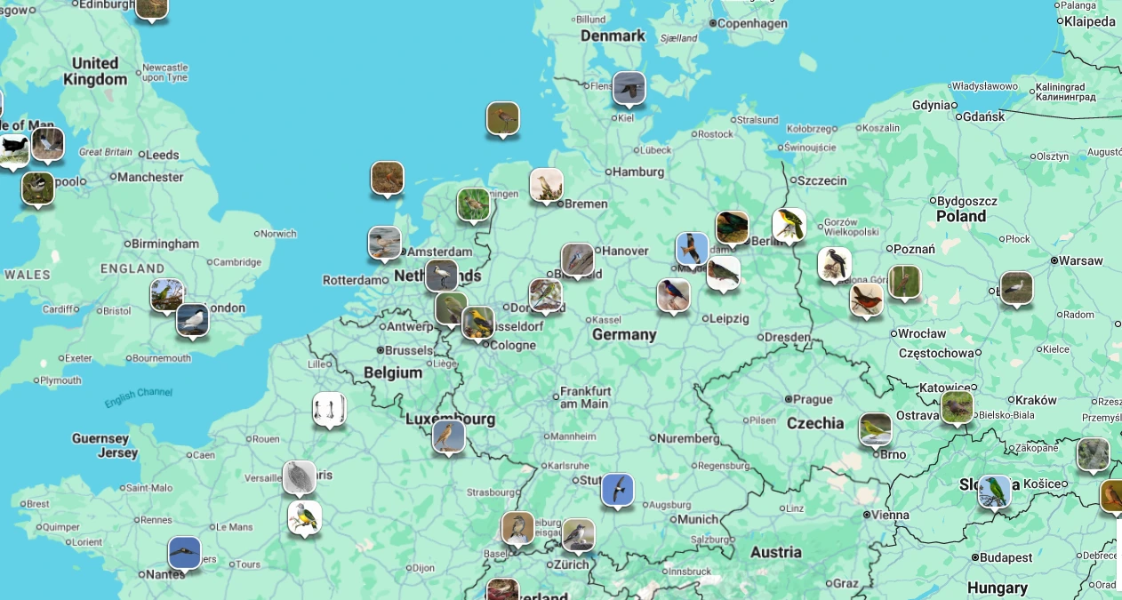 FeatherScan Map Demo showing bird species distribution